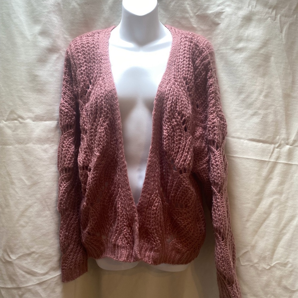 Pink Rose Cardigan Sweater Soft Pink